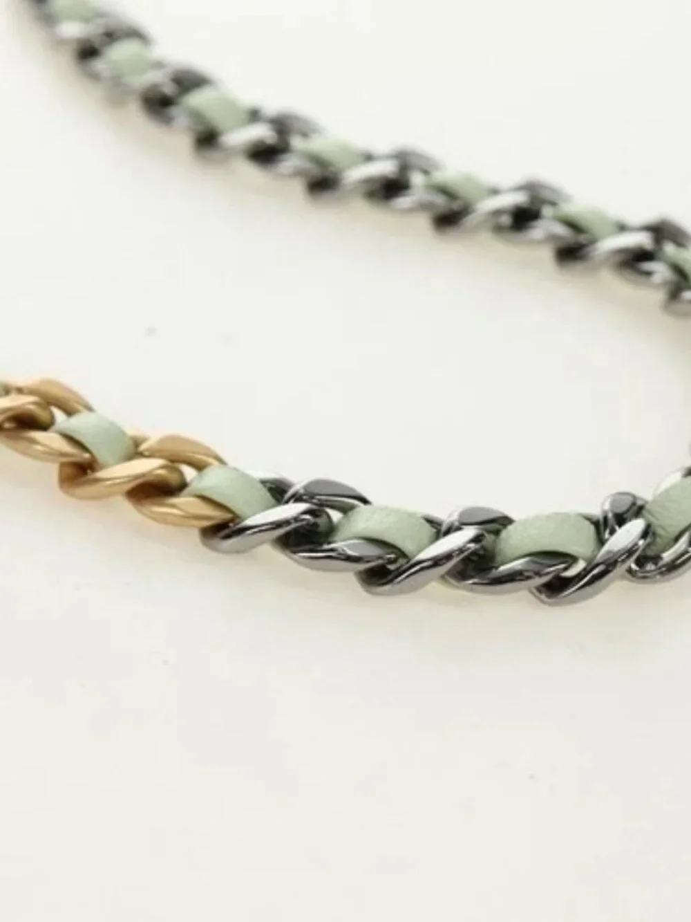 CHANEL Matelasse 19 Chain Bag Lamb Skin Gold Light green CC Auth 188887SAM